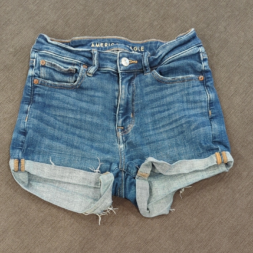 American Eagle Outfitters Blue Jean Shorts with Rolled Hem